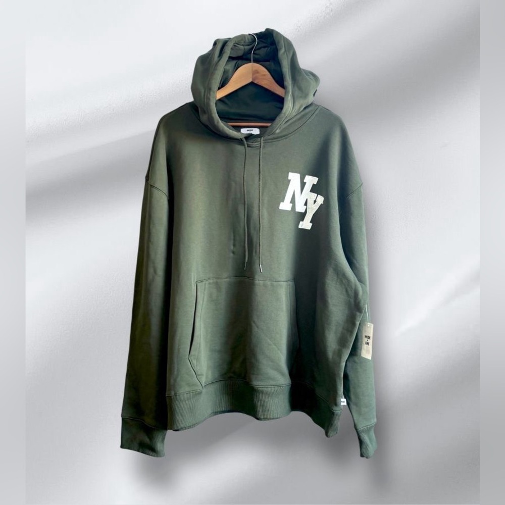 Men's XXL Mode of One Wild Ivy Green NY Emblem Hoodie Sweatshirt Fleece Interior